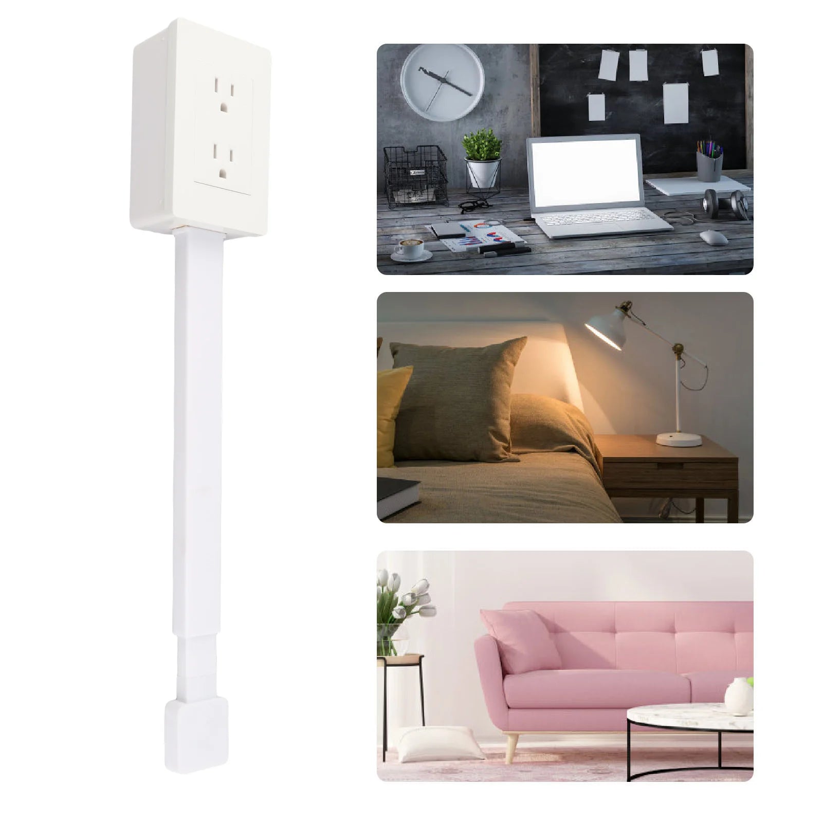 Extensor de toma de corriente eléctrica Características de la regleta de enchufe plano Gira 180° Uso del extensor de tomas de corriente detrás del sofá Mesitas de noche Escritorio