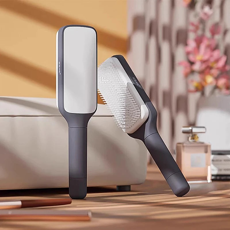 Peine giratorio para levantar el cabello, limpieza con un clic, peine de masaje elástico, cojín de aire, peine con airbag, peine antiestático para mujer