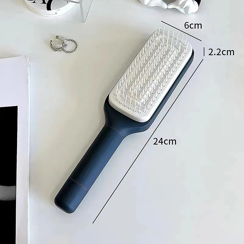 Peine giratorio para levantar el cabello, limpieza con un clic, peine de masaje elástico, cojín de aire, peine con airbag, peine antiestático para mujer