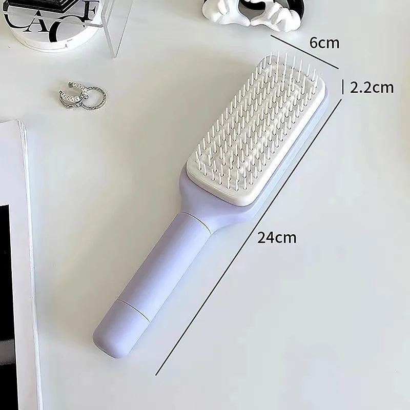 Peine giratorio para levantar el cabello, limpieza con un clic, peine de masaje elástico, cojín de aire, peine con airbag, peine antiestático para mujer